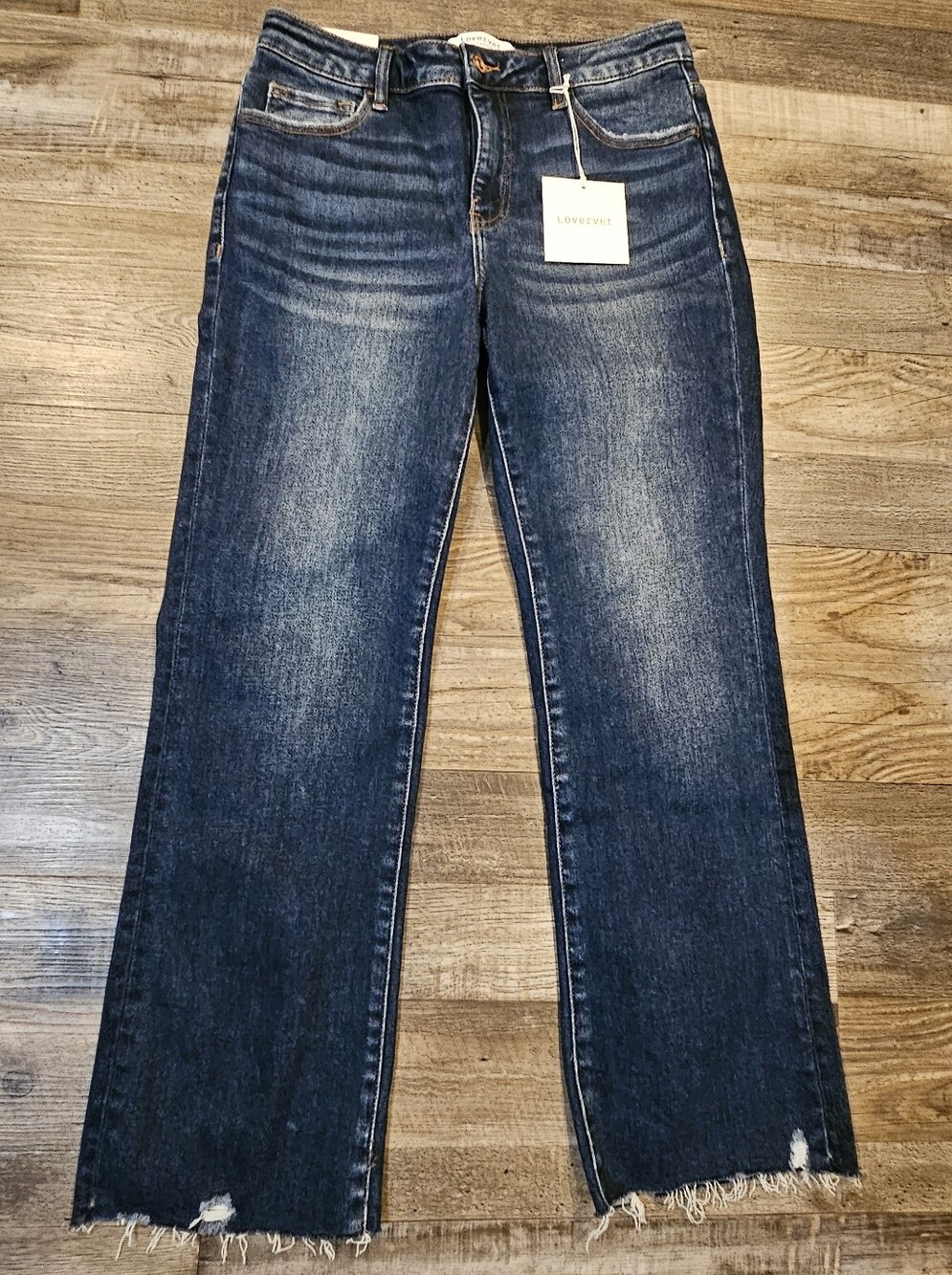 Lovervet by Vervet Mid Rise Bootcut Jeans Size 30/11 NWT Dark Wash Distressed He